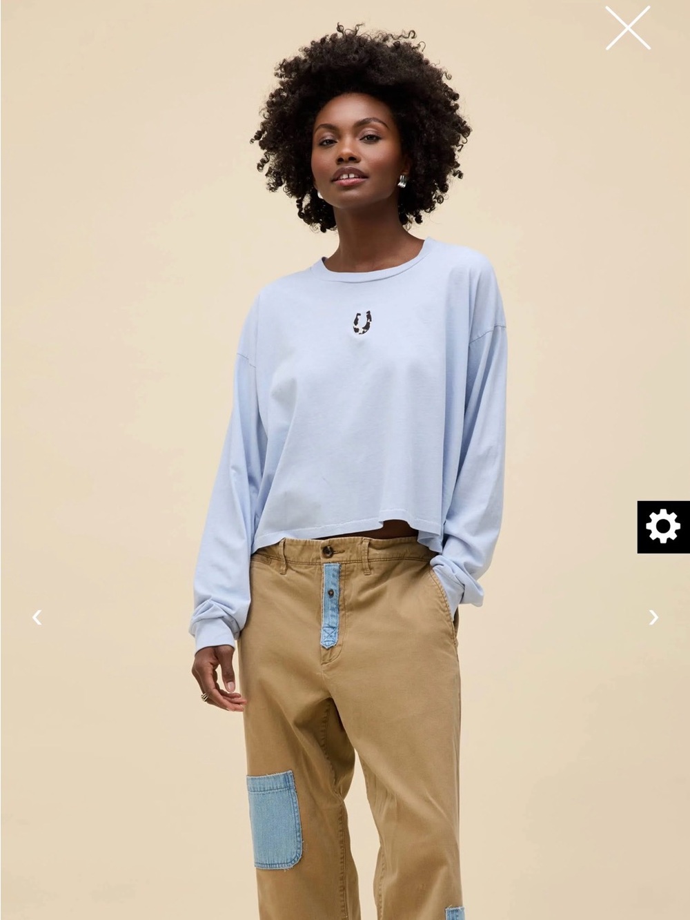 Daydreamer Light Blue Cropped Long-Sleeve Pullover